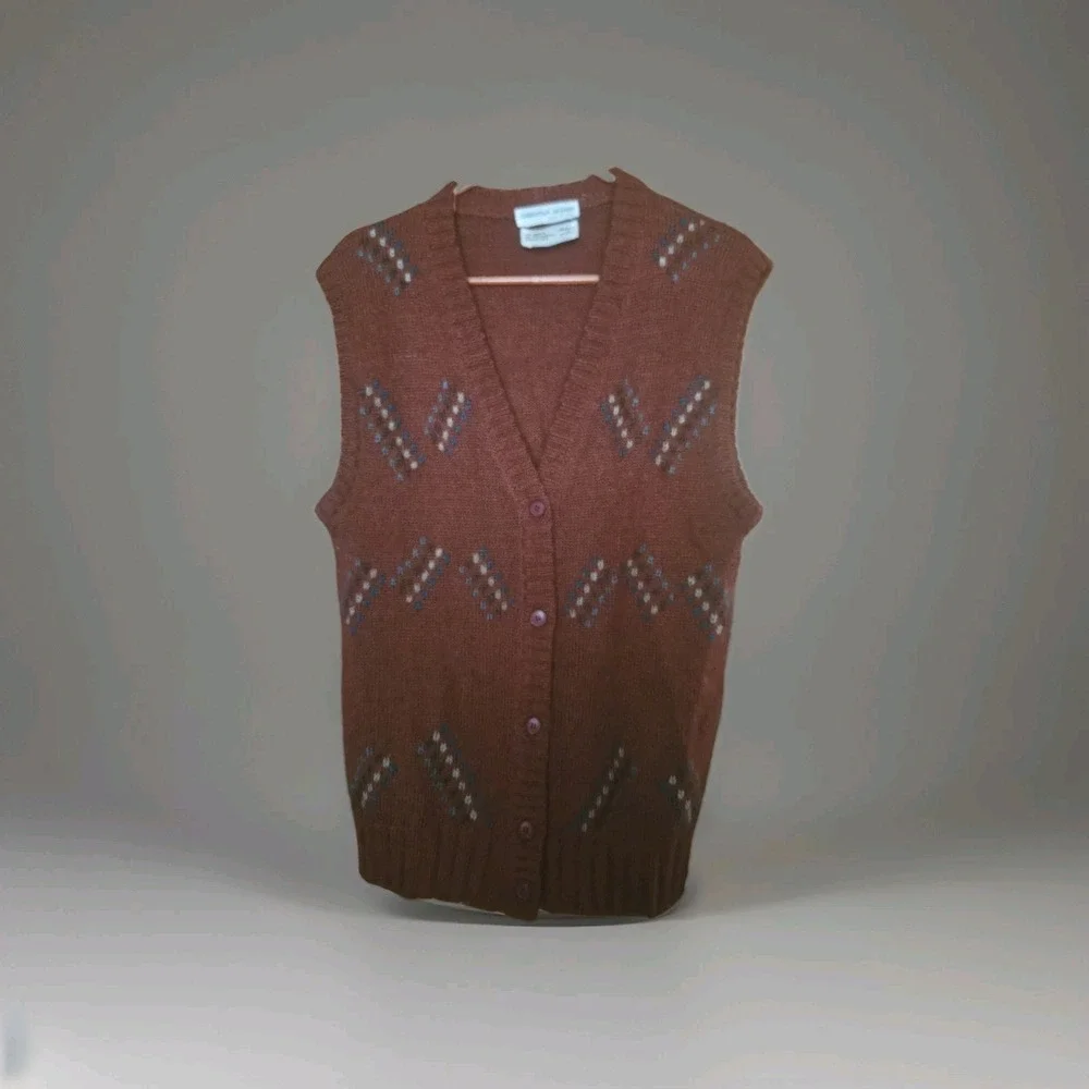 Christian Aujard Men's Vintage MOHAIR Knit Vest MADE IN Italy Burnt Orange M